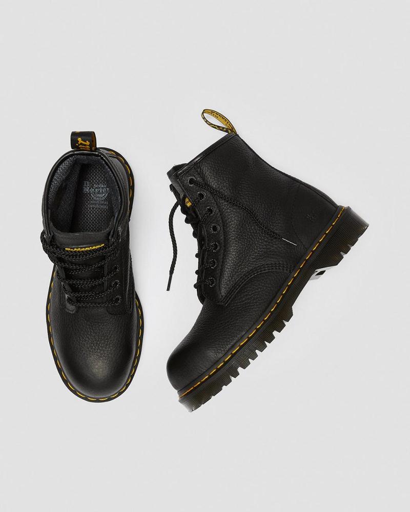 Black Men's Dr Martens Icon 7B10 Leather Steel Toe Work Boots | CA 651SGL